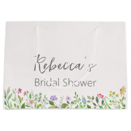 Bolsa De Regalo Grande Floral de acuarela de ducha de novia personalizada
