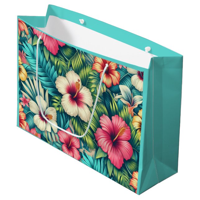 Bolsa De Regalo Grande Floral hawaiano/tropical (Angulo Anverso)