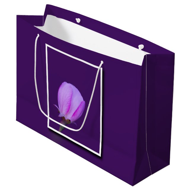 Bolsa De Regalo Grande Floral Inspiradora de primavera rosa y morada (Angulo Anverso)