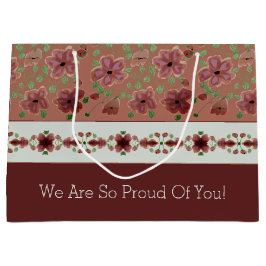 Bolsa De Regalo Grande Floral marrón elegante