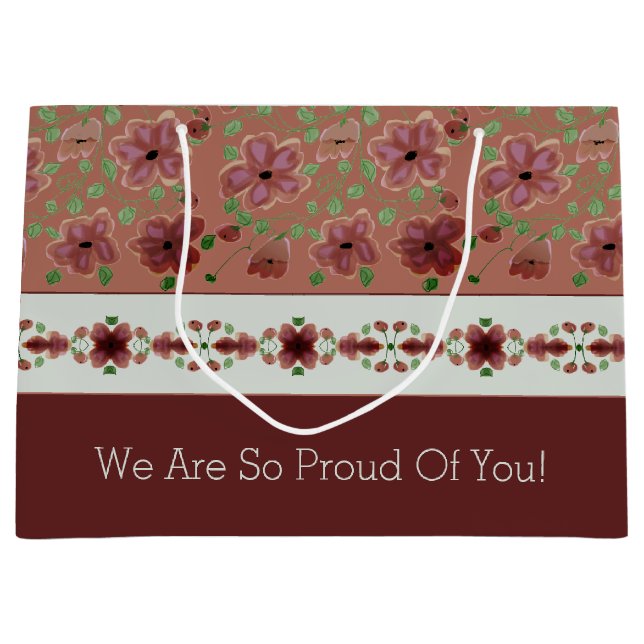 Bolsa De Regalo Grande Floral marrón elegante (Anverso)