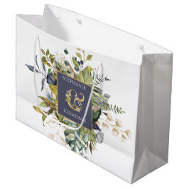 Bolsa De Regalo Grande Floral moderna |Azul y verde con Ampersand Boda