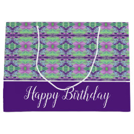 Bolsa De Regalo Grande Floral Morada Y Mauve