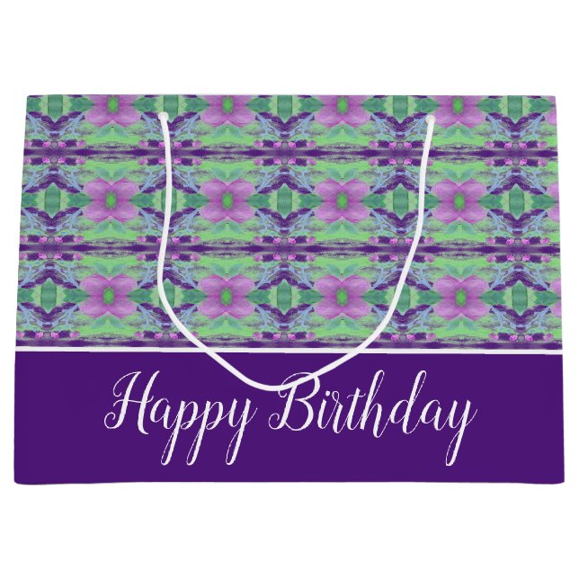 Bolsa De Regalo Grande Floral Morada Y Mauve (Anverso)