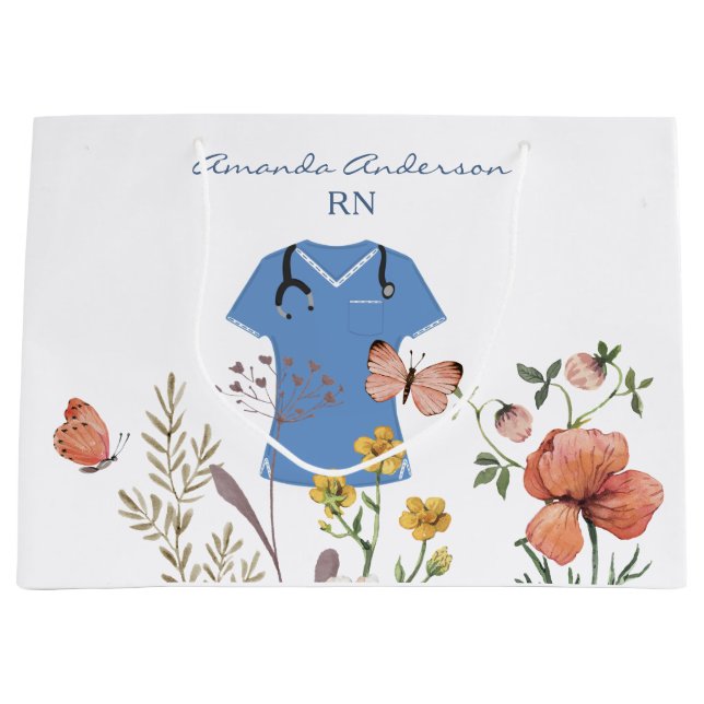 Bolsa De Regalo Grande Floral Nurse Graduation (Anverso)