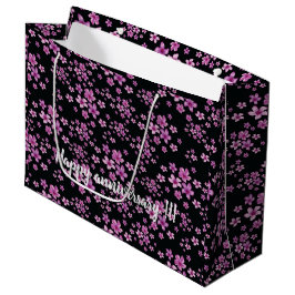 Bolsa De Regalo Grande Floral púrpura negra popular de lujo