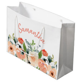 Bolsa De Regalo Grande Floral Rosa Personalizado