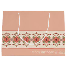 Bolsa De Regalo Grande Floral Rosa Y Rojo Rusto