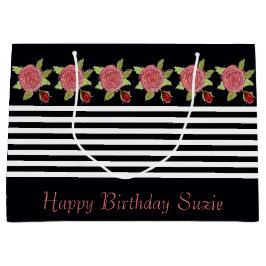 Bolsa De Regalo Grande Floral rosada