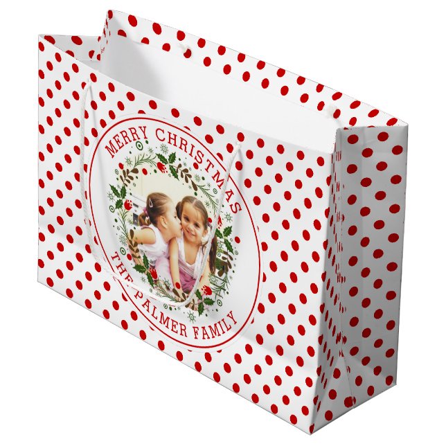 Bolsa De Regalo Grande Floral y Navidades de puntos rojos y blancos (Angulo Anverso)