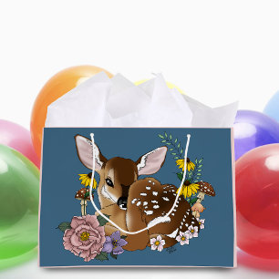 Bolsa De Regalo Grande Florecillas Lindas Ciervo Cielo Bebé Ciervo Bosque