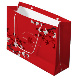 Bolsa De Regalo Grande Florecimiento de cerezos y doble felicidad Boda ch