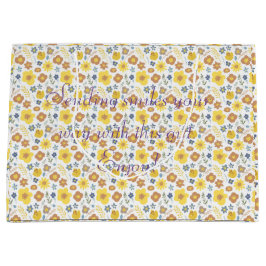 Bolsa De Regalo Grande Flores amarillas con adorables patrones