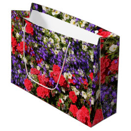 Bolsa De Regalo Grande Flores anuales moradas, rojas y blancas