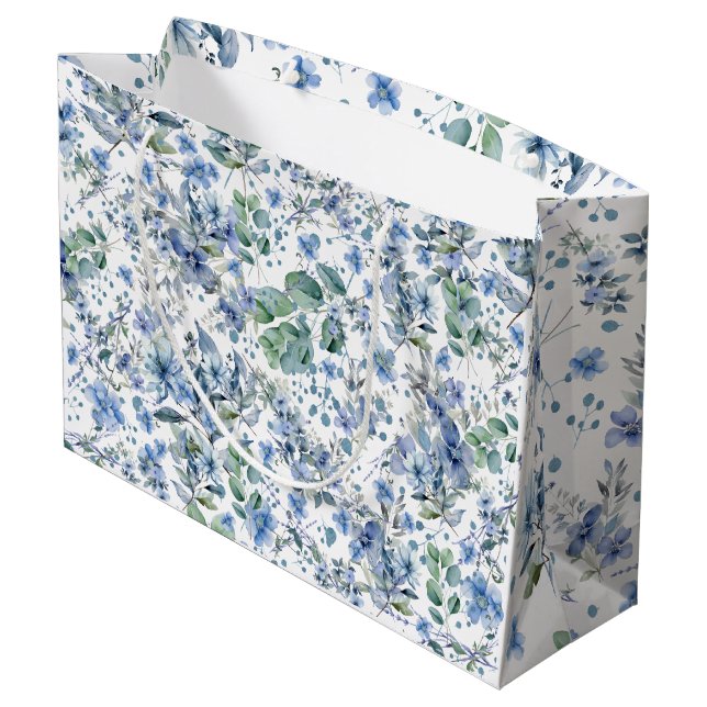 Bolsa De Regalo Grande Flores Azules (Angulo reverso)