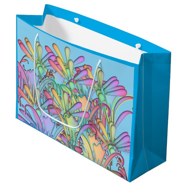 Bolsa De Regalo Grande Flores Azules de Pastel (Angulo Anverso)