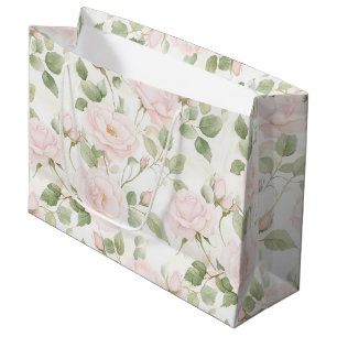 Bolsa De Regalo Grande Flores Blancas Rosadas Rubor Despedida de Soltera