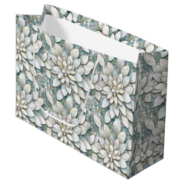 Bolsa De Regalo Grande Flores Blue White Lotus (Angulo Anverso)