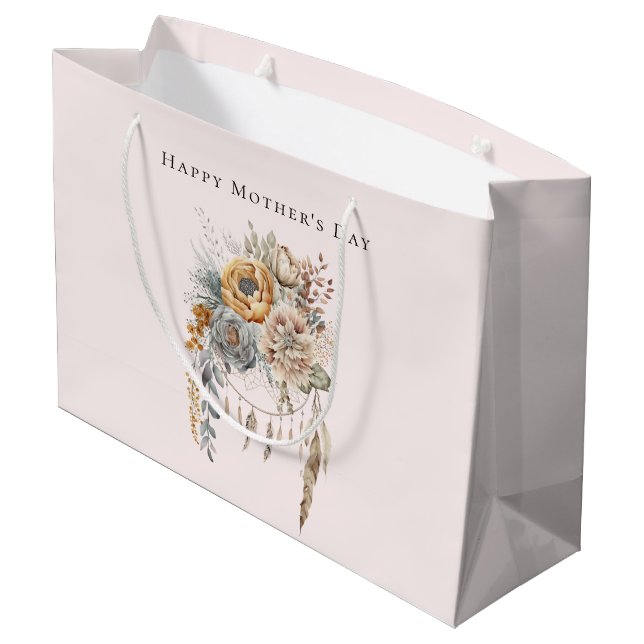 Bolsa De Regalo Grande Flores Boho y Dreamcatcher - Día de la Madre (Angulo reverso)