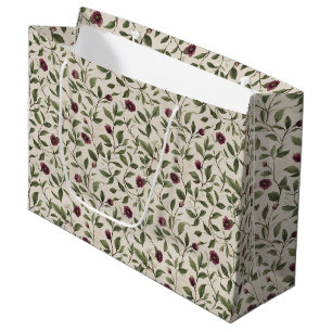 Bolsa De Regalo Grande Flores Borgoña Crema para Despedida de Soltera
