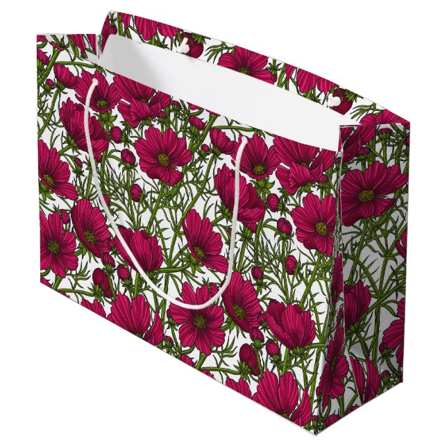 Bolsa De Regalo Grande Flores Cosmos rosadas (Angulo reverso)