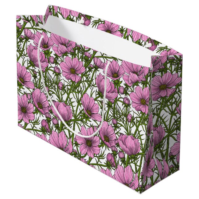 Bolsa De Regalo Grande Flores Cosmos rosadas (Angulo reverso)