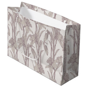 Bolsa De Regalo Grande Flores de aderezo, prado de la línea de primavera.