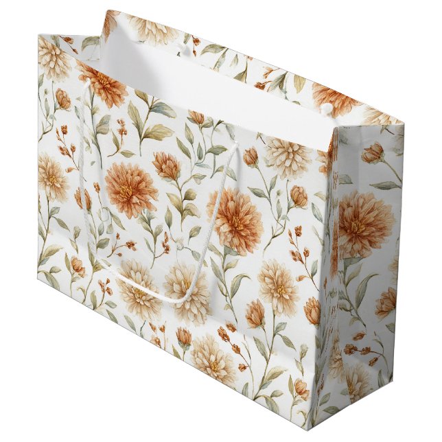 Bolsa De Regalo Grande Flores de Crema de Naranja Despedida de Soltera (Angulo Anverso)