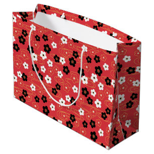 Bolsa De Regalo Grande Flores de flores de flores de cerezo rojas del Sak