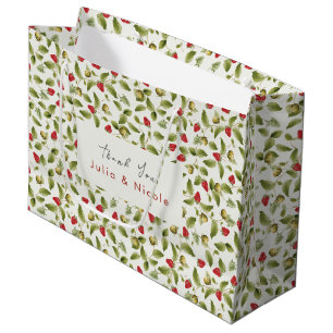 Bolsa De Regalo Grande Flores de Fresa Silvestre Dulce Roja Boda