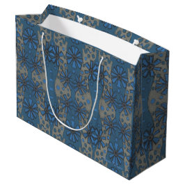 Bolsa De Regalo Grande Flores de hielo, estampado floral azul y gris, rui