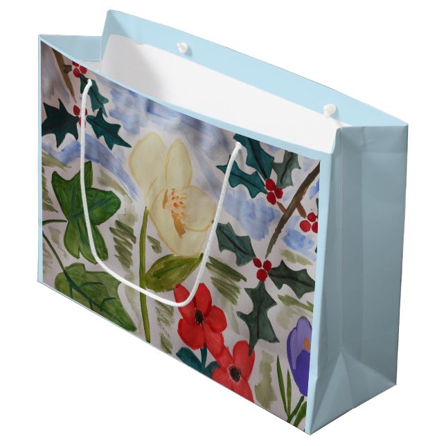 Bolsa De Regalo Grande Flores de invierno y Holly (Angulo Anverso)