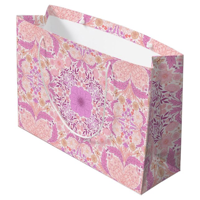Bolsa De Regalo Grande Flores de jardín retro en rosa (Angulo reverso)