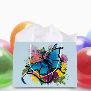 Bolsa De Regalo Grande Flores de mariposa azul Dragon