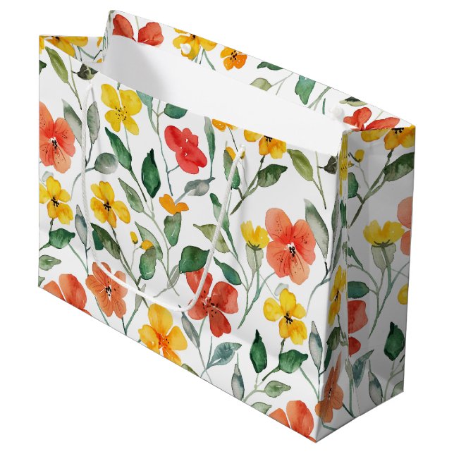 Bolsa De Regalo Grande Flores de melocotón amarillas rojas (Angulo Anverso)