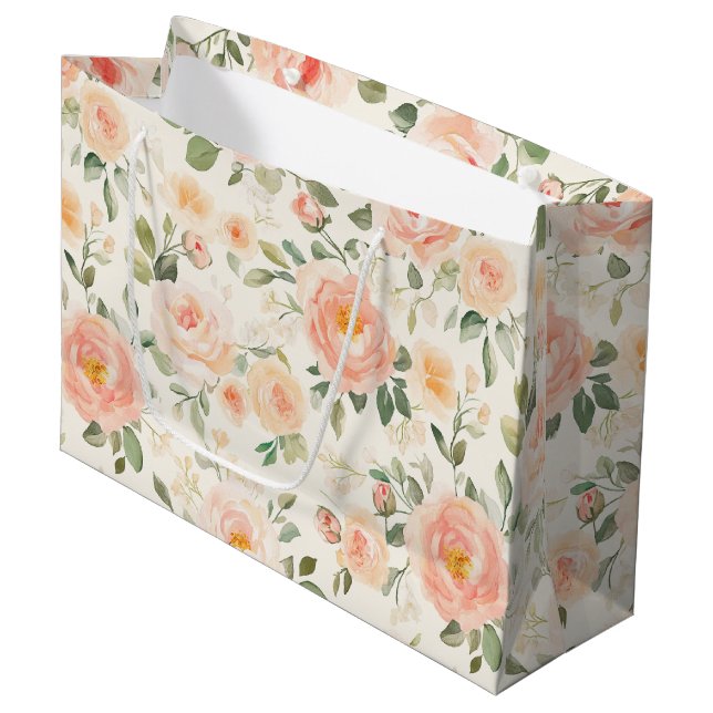 Bolsa De Regalo Grande Flores de melocotón bonitas para una boda (Angulo Anverso)
