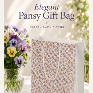 Bolsa De Regalo Grande Flores de Pensamiento Botánicas Elegantes