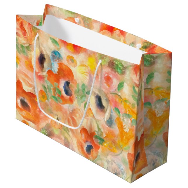 Bolsa De Regalo Grande Flores de primavera naranja (Angulo Anverso)