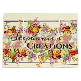 Bolsa De Regalo Grande Flores de primavera retro floral Primrose Profesio