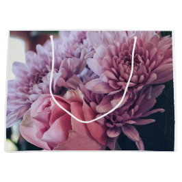 Bolsa De Regalo Grande Flores de Rosa púrpura pálida pastel