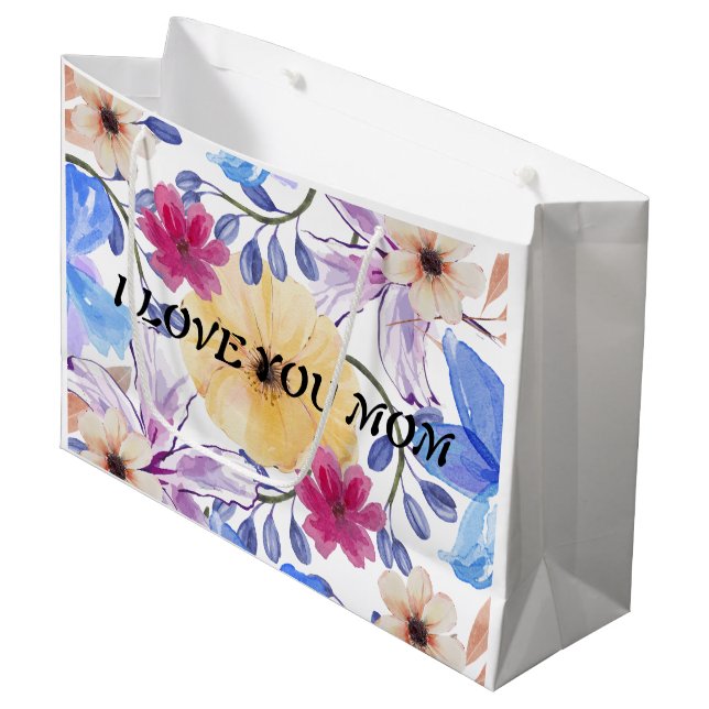 BOLSA DE REGALO GRANDE FLORES EN ACUARELA (Angulo Anverso)