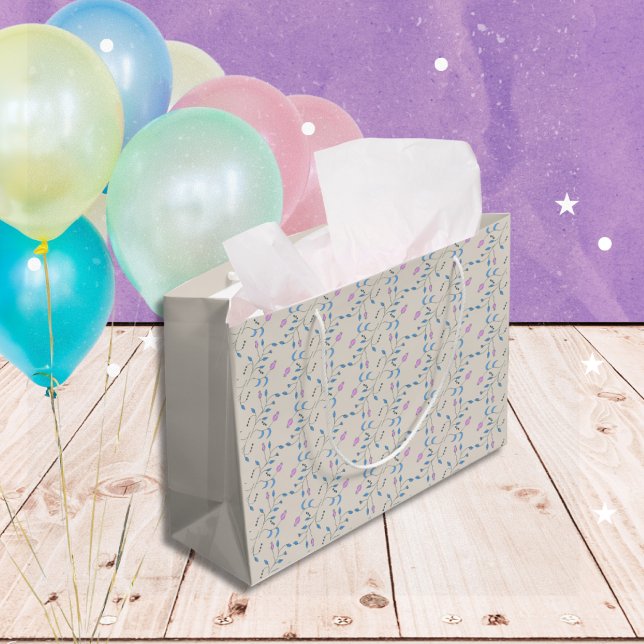 Bolsa De Regalo Grande Flores en cascada azules y rosas (Subido por el creador)