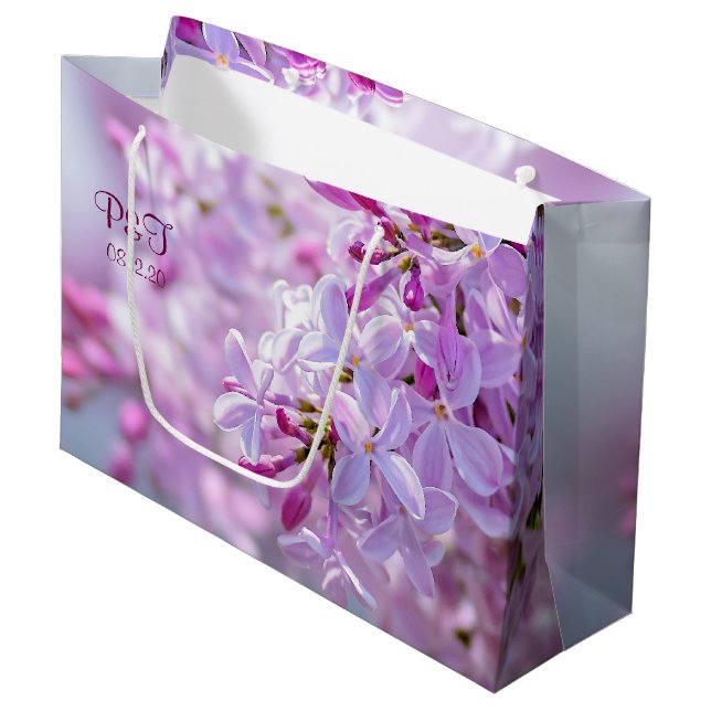 Bolsa De Regalo Grande Flores lilacas rosas (Angulo Anverso)