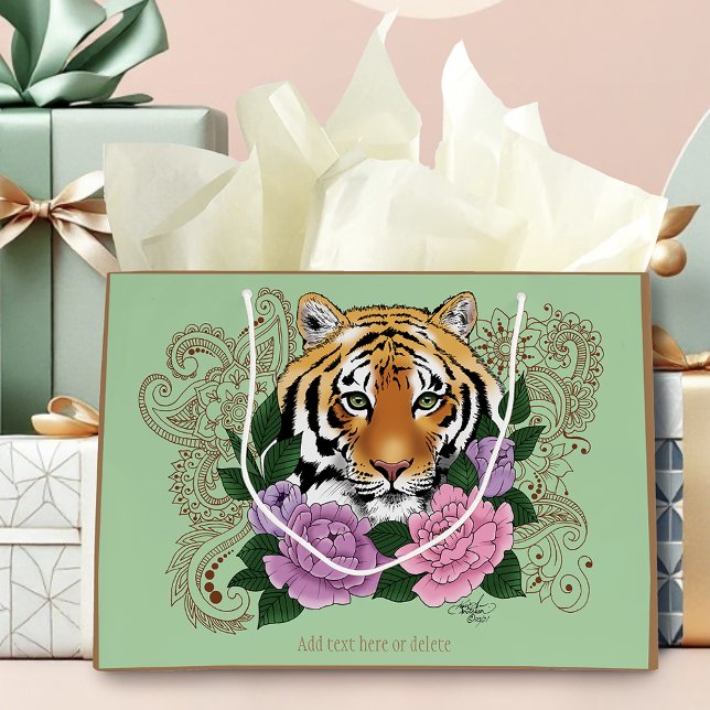 Bolsa De Regalo Grande Flores moradas rosadas del tigre Henna (Subido por el creador)