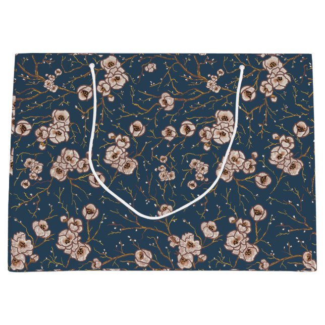 Bolsa De Regalo Grande Flores pequeñas patrón azul claro (Anverso)