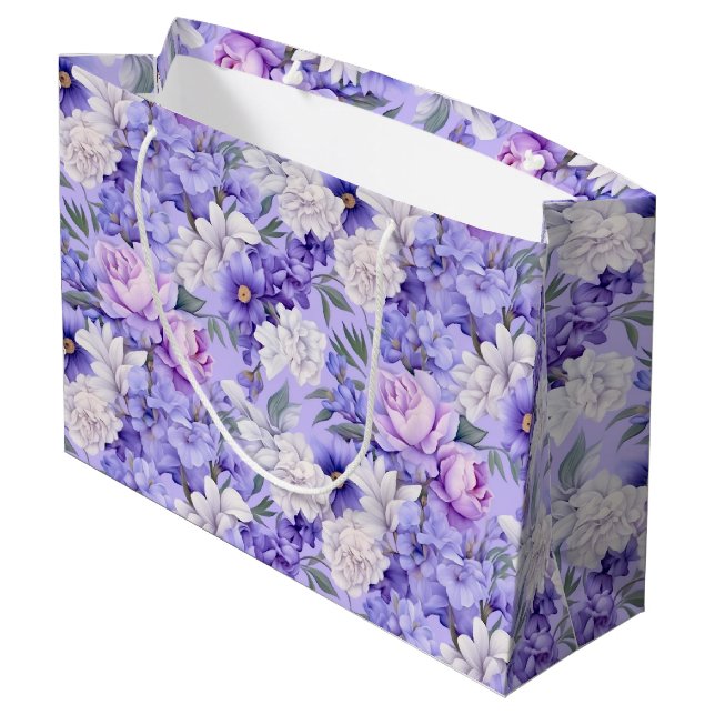 Bolsa De Regalo Grande Flores púrpuras de luz romántica (Angulo reverso)
