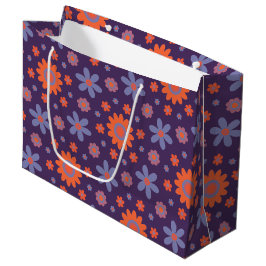 Bolsa De Regalo Grande Flores retro adoran divertido patrón hippie de mar