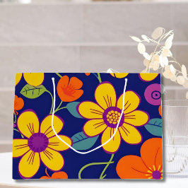 Bolsa De Regalo Grande Flores retro coloridas al estilo dopaminérgico