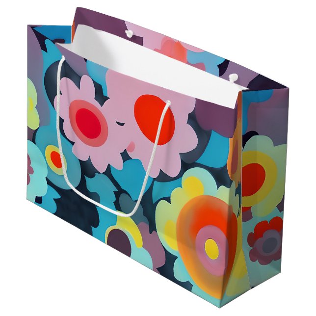 Bolsa De Regalo Grande Flores retro modestas (Angulo Anverso)