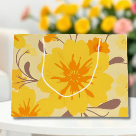 Bolsa De Regalo Grande Flores Retro Sunshine con motivos florales amarill